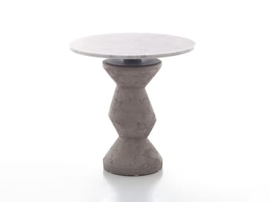 INOUT 837/838 - Round cement table with Carrara marble top (Request Info).