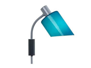LAMPE DE BUREAU - Glass and steel wall light (Request Info).