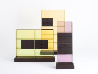 MANDARIN - Wood and glass chest of drawers (Request Info).