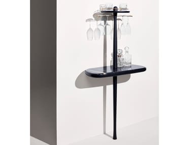 MOMENTS - Sahara Noir marble and wood bar cabinet (Request Info).