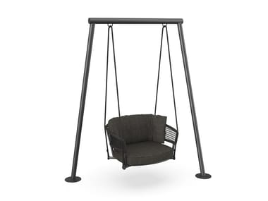 MOON ALU - Hanging fabric garden armchair with armrests (Request Info).