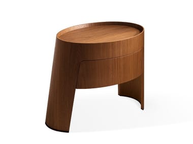 MORFEO - Oval leather side table (Request Info).
