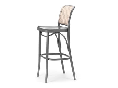811 - High wooden stool with footrest (Request Info).