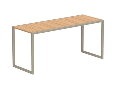 NINIX - Rectangular teak high table (Request Info).