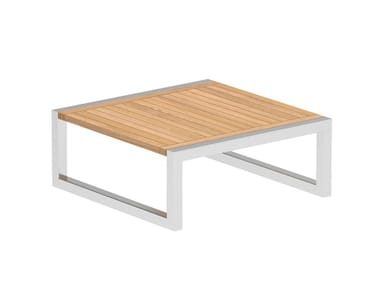 NINIX - Low square teak garden side table (Request Info).