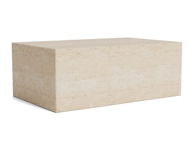 CUBISM - Rectangular travertine coffee table (Request Info).