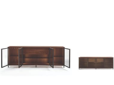 PANDORA GLASS - Multifunctional storage unit in blockboard with glass doors (Request Info).