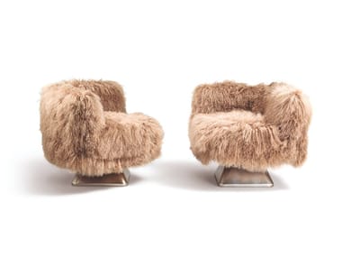 PEMBA - Swivel fur armchair by Fratelli Boffi
