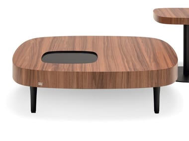 ROLF BENZ 968 - Low square wood veneer coffee table (Request Info).