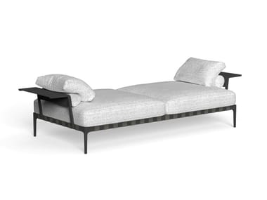 SALINAS - Fabric garden bench with removable cover with armrests (Request Info).