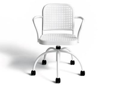 SILVER - Swivel aluminium chair with castors (Request Info).