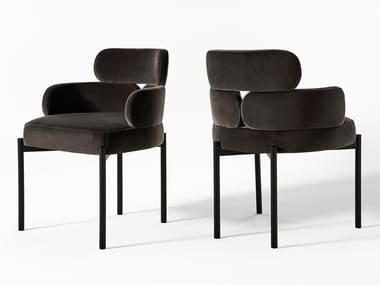 SYLVIE - Upholstered velvet chair with armrests (Request Info).