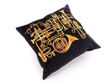 TRUMPETS - Square fabric cushion.