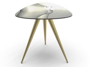 TWO OF SPADES - Triangular coffee table with MDF top and metal legs (Request Info).