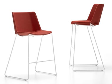 A?KU STOOL - High sled base fabric stool with back (Request Info).