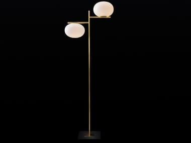 ALBA - 383 - Brass and glass floor lamp (Request Info).