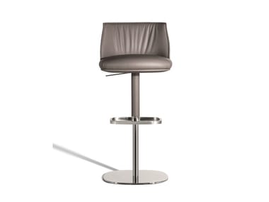 ARCHIBALD STOOL - High height-adjustable leather stool with gas lift.
