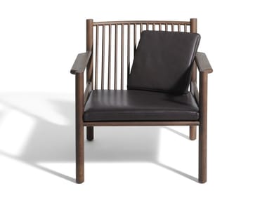 AVA - Ash and leather armchair with armrests (Request Info).