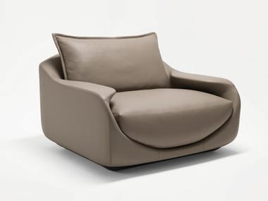 MARTINI - Leather armchair with armrests (Request Info).