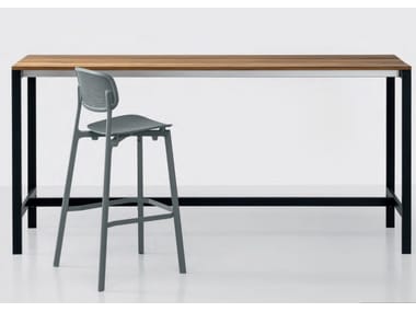 BE-EASY SLATTED - Rectangular teak high table (Request Info).