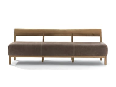 Betty - Leather and solid wood bench with back (Request Info).