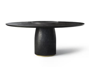 BUL? - Round reconstructed marble table with Lazy Susan (Request Info).