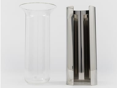 CAMICIA B - Glass and Stainless Steel vase (Request Info).