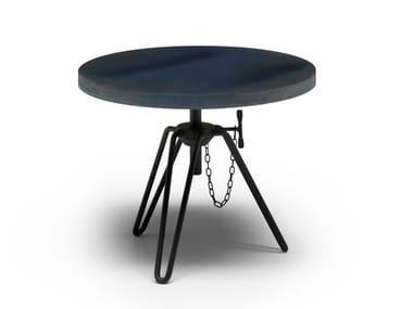OVERDYED - Round steel and wood side table (Request Info).