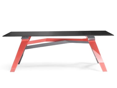 COUNTACH - Rectangular crystal and steel table (Request Info).