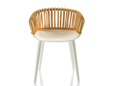 CYBORG CLUB - Woven wicker chair with armrests (Request Info).