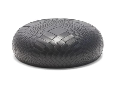 DEW - Round leather pouf (Request Info).