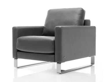 ROLF BENZ 011 EGO - Leather armchair with armrests (Request Info).