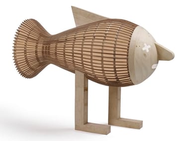 WALKING FISH - Handmade wood veneer floor lamp (Request Info).