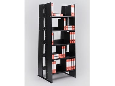 GRAN LIVORNO SELF-STANDING - Open double-sided painted metal bookcase (Request Info).
