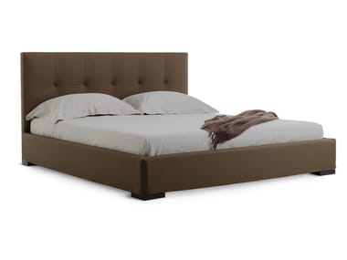 GRENADA - Upholstered leather double bed with tufted headboard (Request Info).