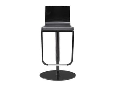 JOLIE - Height-adjustable steel and wood stool with footrest (Request Info).