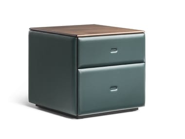MOONDANCE - Leather bedside table with drawers.