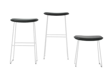 MORRISON STOOL - Upholstered leather or fabric stool (Request Info).