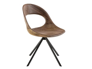 NAIMA - Swivel trestle-based solid wood chair (Request Info).