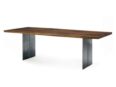 NATURA PLANK - Rectangular table with solid wood top and iron base (Request Info).