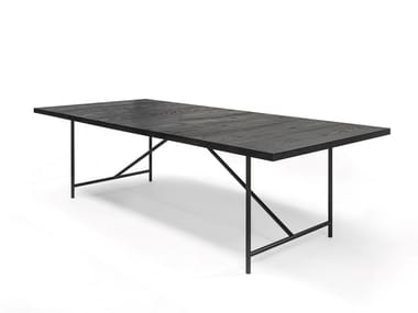 NERVI - Rectangular table with solid wood top (Request Info).