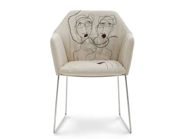 NEW YORK BY MARRAS - Sled base fabric chair with armrests (Request Info).