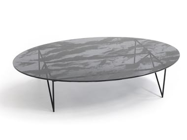 AEROZEPPELIN - Oval crystal and steel coffee table (Request Info).