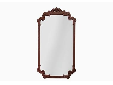 LOUIS XVI - Rectangular wall-mounted framed mahogany mirror (Request Info).