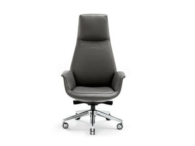DOWNTOWN - Swivel high-back leather executive chair with 5-spoke base (Request Info).