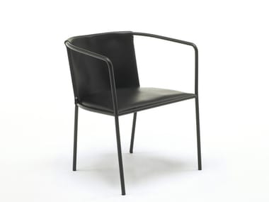 MAJA D - Leather chair with armrests (Request Info).