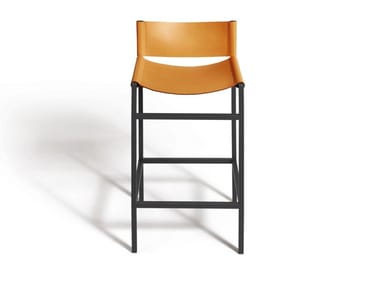 REA - High tanned leather stool with footrest (Request Info).