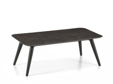 MOON ALU - Contemporary style rectangular ceramic garden side table (Request Info).