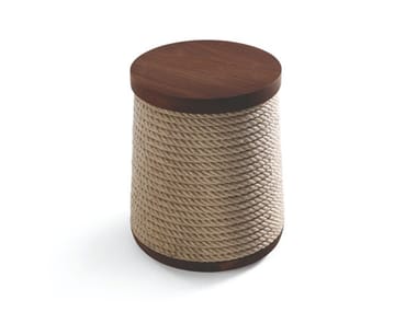 ROPE - Low stool in solid wood and hemp rope (Request Info).