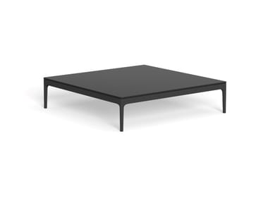 SALINAS - Low lava stone coffee table with aluminium frame (Request Info).